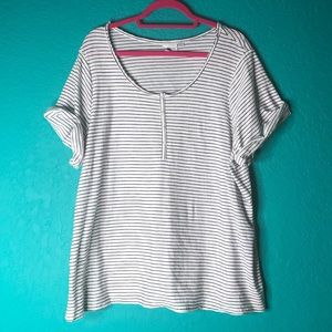 White with black stripe top